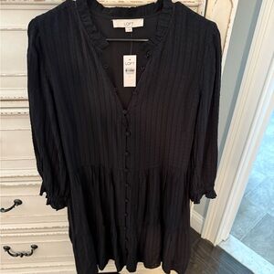 LOFT Black Peplum Tunic 3/4 Sleeve
